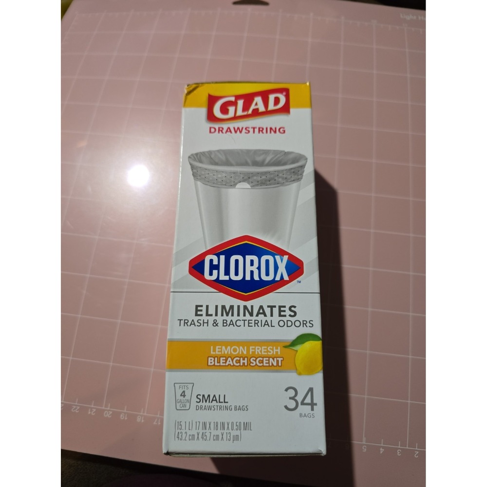 Glad Trash Bags Small Drawstring Garbage 34 Count Lemon Fresh Discontinued NOS